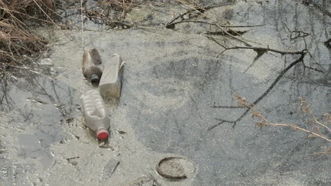 Plastic bottles in water Video stock 107512234