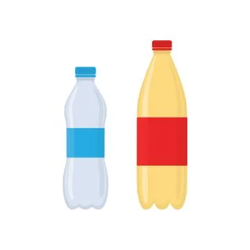 Plastic bottles water icon flat style vector isolated on white backgroun Stock Illustration
