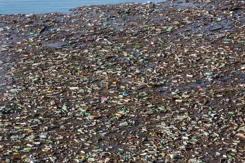 Plastic bottles in water Stock Photos