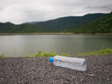 Plastic bottles on the way Stock Photos