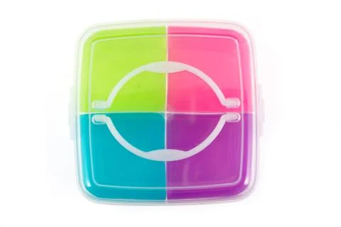Plastic box divide to 4 colors Stock-Fotos