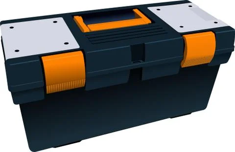 Plastic box full for tools. Vector illustration Illustrazione stock