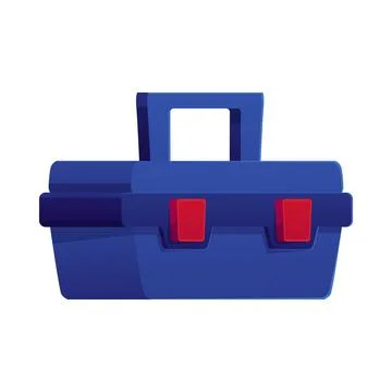 Plastic box with latch and handle vector flat icon, blue container for repair Stock Illustration