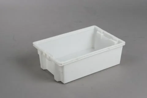 Plastic box with a lid, on a white background Stock Photos