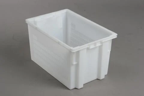 Plastic box with a lid, on a white background Stock Photos