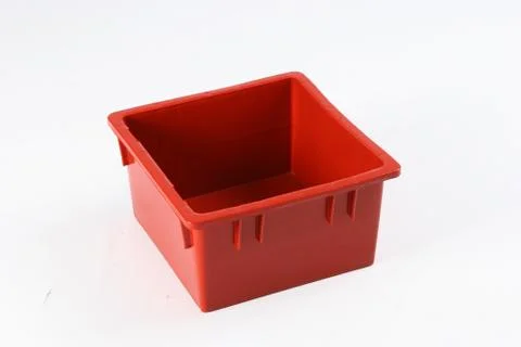 Plastic box with a lid, on a white background Stock Photos