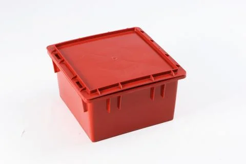 Plastic box with a lid, on a white background Stock Photos