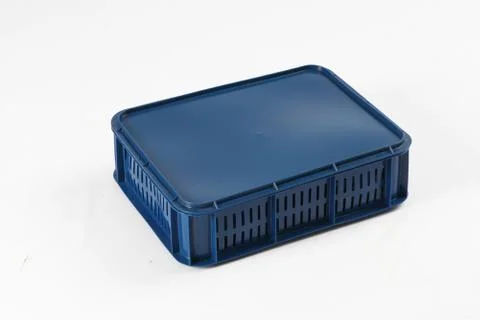 Plastic box with a lid, on a white background Stock Photos