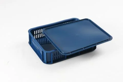 Plastic box with a lid, on a white background Stock Photos