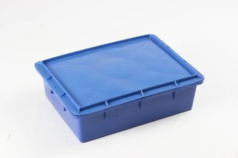 Plastic box with a lid, on a white background Stock Photos