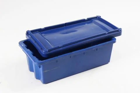 Plastic box with a lid, on a white background Foto stock