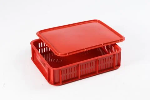 Plastic box with a lid, on a white background Stock Photos