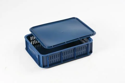 Plastic box with a lid, on a white background Stock Photos