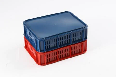 Plastic box with a lid, on a white background Stock Photos