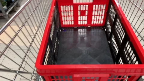 Plastic box in shopping trolley Stock Footage 106026855