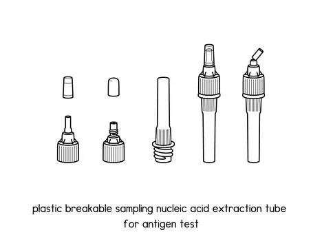 Plastic breakable sampling nucleic acid extraction tube for antigen test diagram Stock Illustration