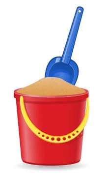 Plastic bucket and shovel vector illustration Stock Illustration