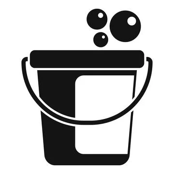 Plastic bucket full of soapy water for cleaning Illustrazione stock