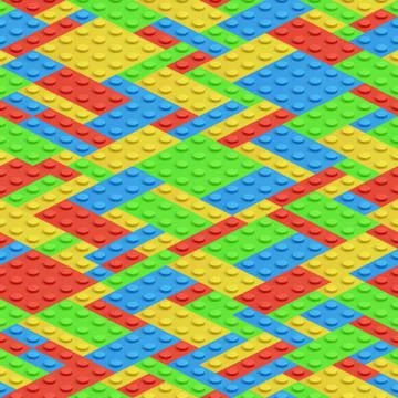 Plastic building blocks, 3d bricks vector seamless pattern Stock Illustration