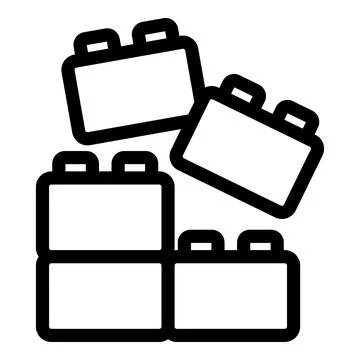 Plastic building blocks being stacked together icon Stock Illustration