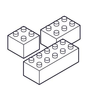 Plastic Building Blocks black white outline Stock Illustration