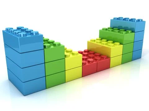 Plastic building blocks forming wall, children toy イラスト素材