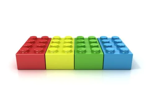Plastic building blocks. Front view Illustrazione stock
