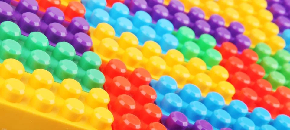 Plastic building blocks Foto stock