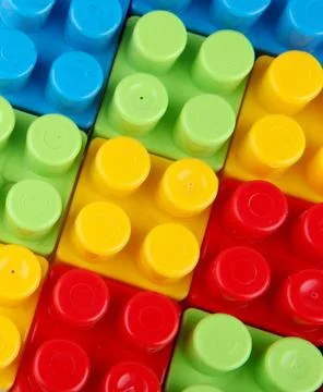 Plastic building blocks Plastic building blocks on a white background Copy... Fotos de archivo
