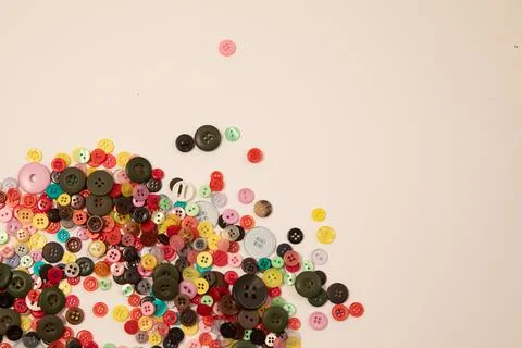Plastic buttons, Colorful buttons background, Buttons close up, Buttons Foto stock