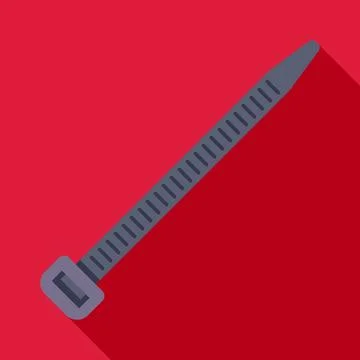 Plastic cable tie fastener on red background Stock Illustration