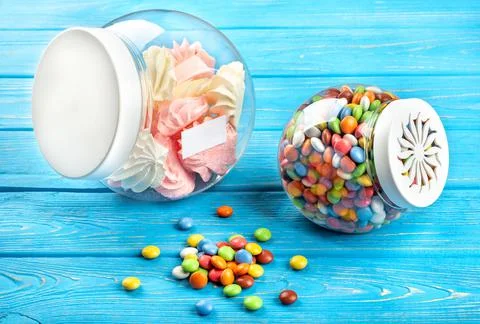 Plastic candy jars Stock Photos