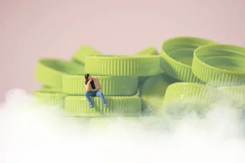 Plastic cap isolated on white background. Recycle material concept. Stock Photos