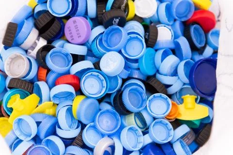 Plastic caps in a bag Stock Photos