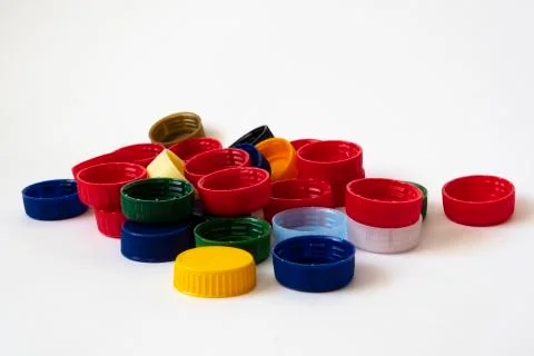 Plastic caps for different drinks Stock Photos