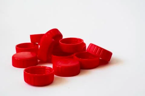 Plastic caps for different drinks Stock Photos