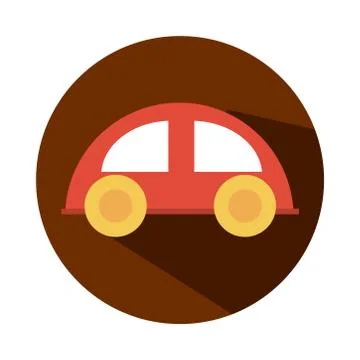 Plastic car toy object for small children to play, block and flat style cartoon Illustrazione stock