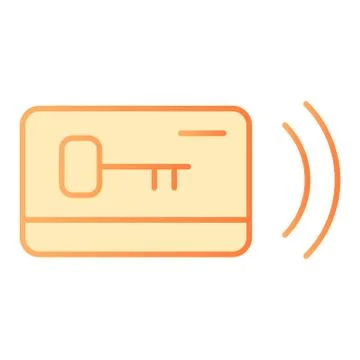 Plastic card flat icon. Access orange icons in trendy flat style. Electronic Stock Illustration