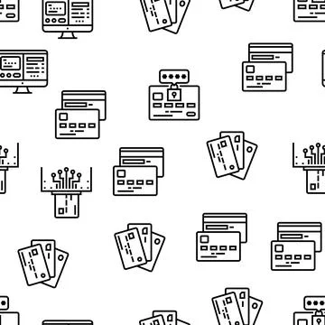 Plastic Card Payment Vector Seamless Pattern Stock Illustration