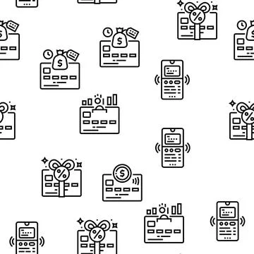 Plastic Card Payment Vector Seamless Pattern Stock Illustration