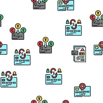 Plastic Card Payment Vector Seamless Pattern Stock Illustration
