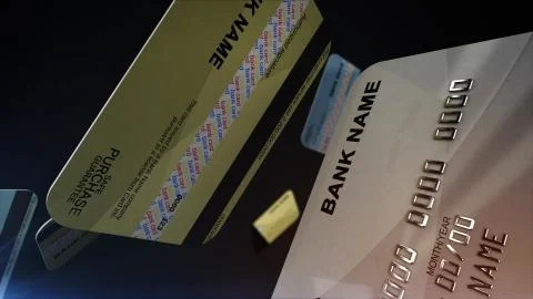 Plastic cards in the air Stock Illustration