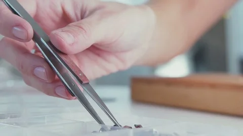 Plastic case for storing accessories. Accessories in a plastic box Video stock 69847370