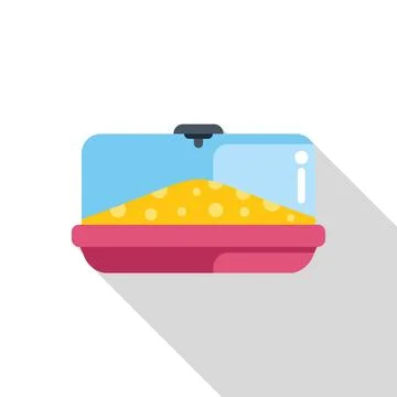 Plastic cat litter box full of sand for animal toilet training Stock Illustration