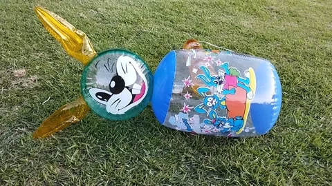 Plastic cat toy on the grass Stock Footage 218264614