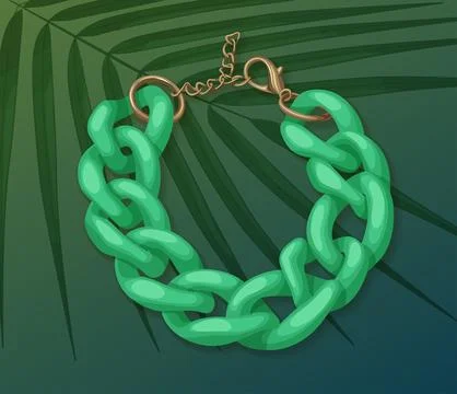 Plastic chain necklace vector illustration. Round shape metal jewelry piece Illustration