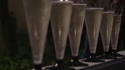 Plastic Champagne Glasses Stock Footage 83434441