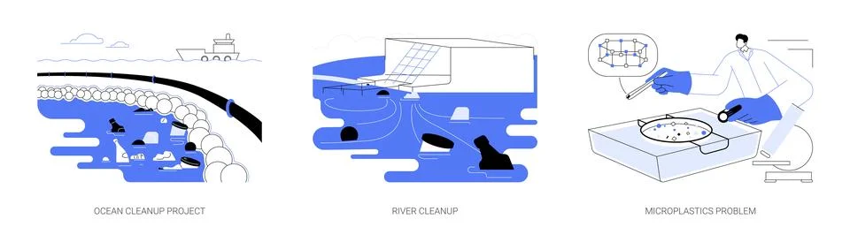 Plastic clean up abstract concept vector illustrations. Illustrazione stock