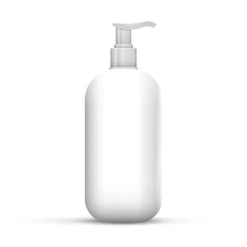 Plastic clean white bottle with dispenser pump. shower gel, liquid soap, loti Stock Illustration