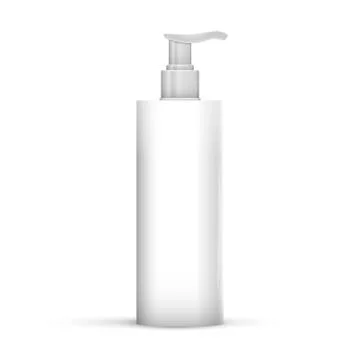 Plastic clean white bottle with dispenser pump. shower gel, liquid soap, loti Stock Illustration